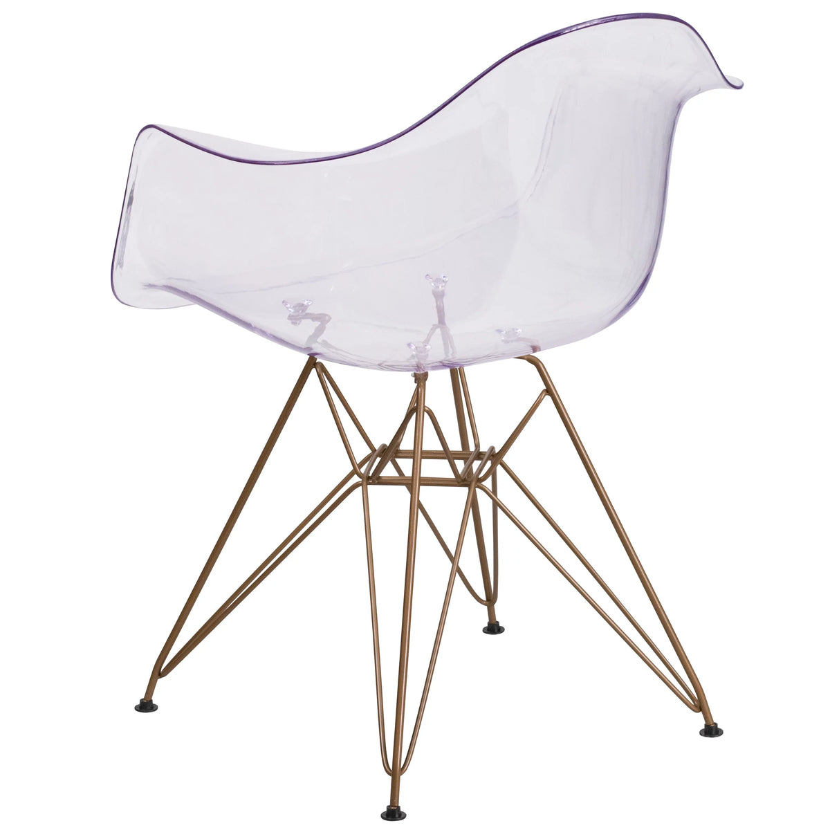 2 Pack Transparent Side Chair with Arms and Gold Base X51722