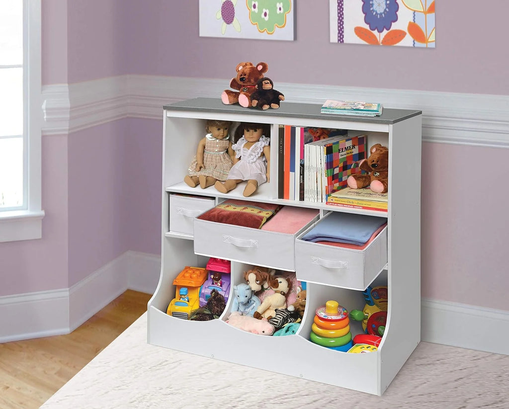 Toy Storage Unit and Book Shelf with 3 Baskets V3571