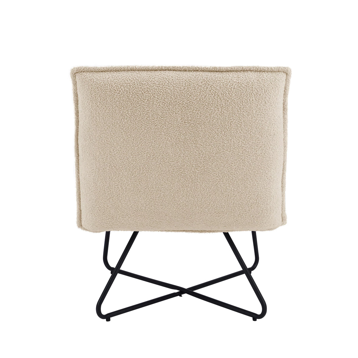 Beige Sherpa Accent Chair with Black Metal Legs X71889