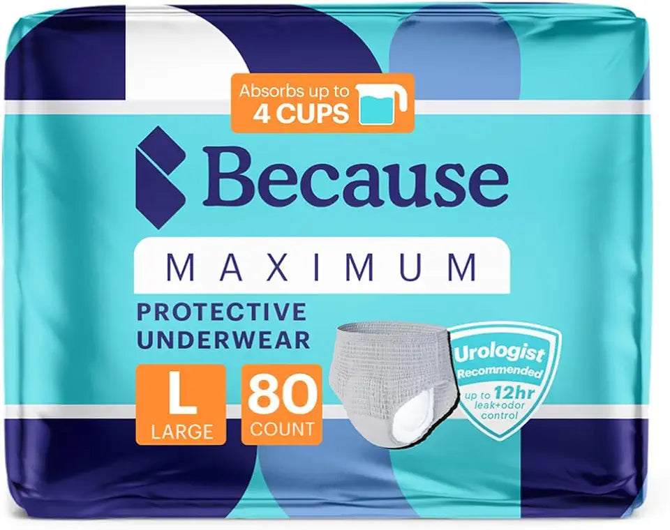 Maximum Incontinence Underwear for Men Grey Large 80 Count V380