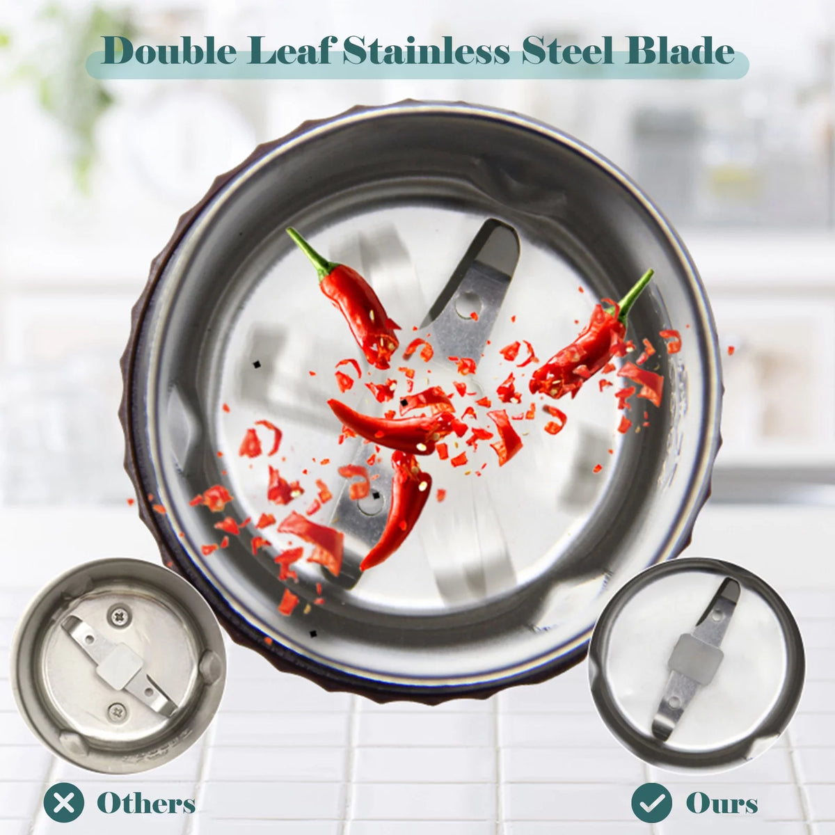 200W Stainless Steel Electric Coffee Bean Grinder H72959