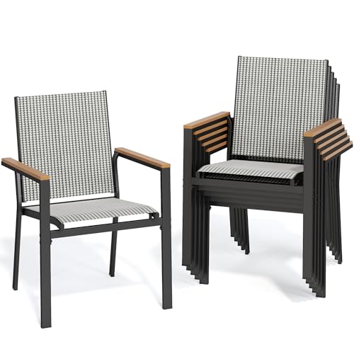 Set of 6 Stackable All-Weather Patio Dining Chairs F1367