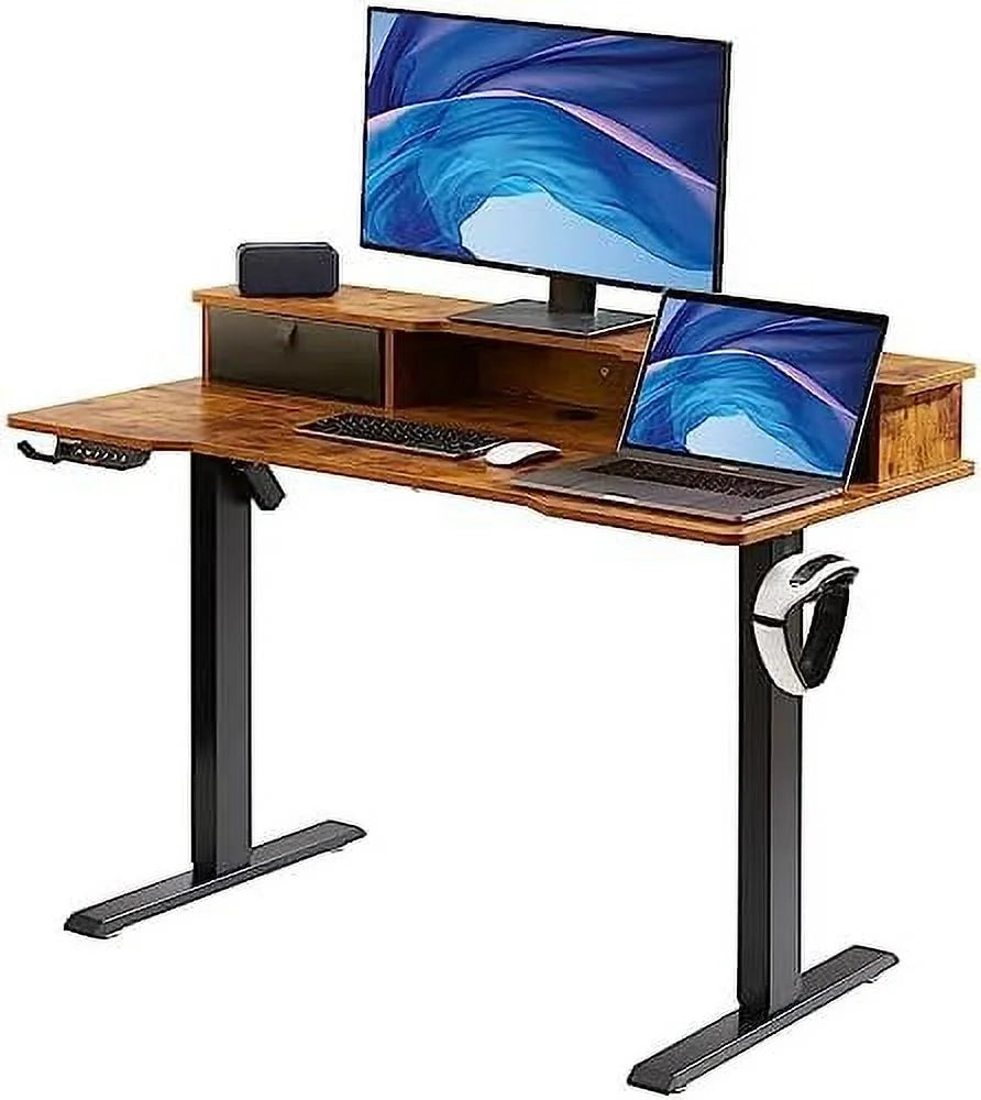 Electric Standing Desk 55.1 x 27.6 Brown Z260451