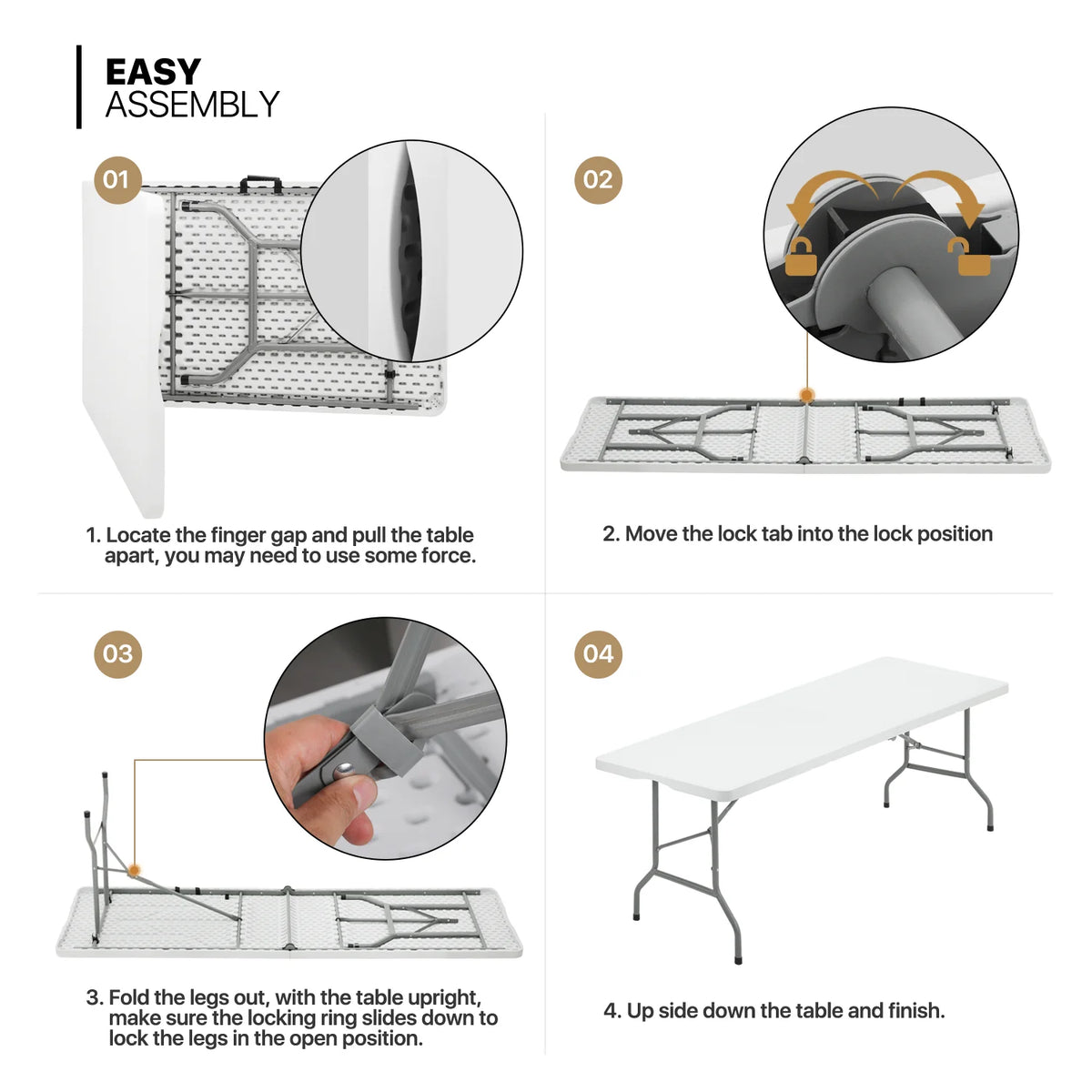 10 Pack 8Ft White Folding Plastic Utility Table N1596
