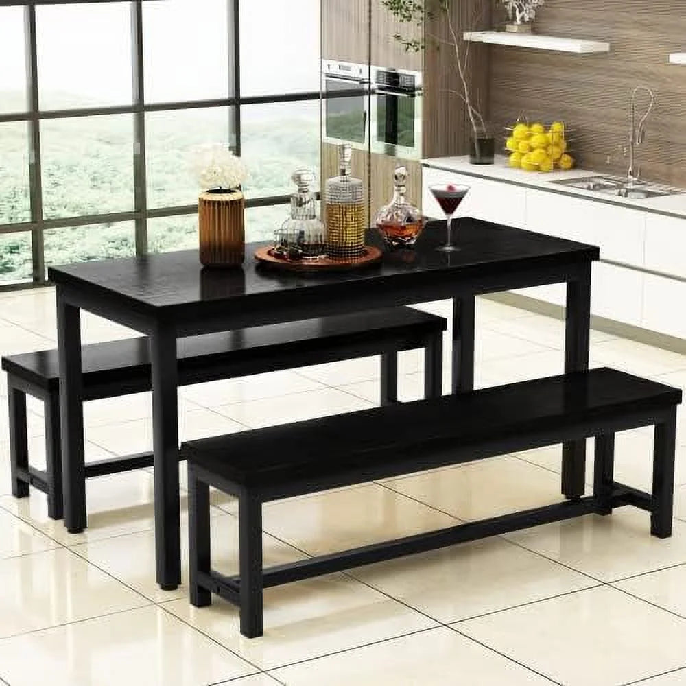 Black 4 Person Space Saving Kitchen Table Set with Rack R9737
