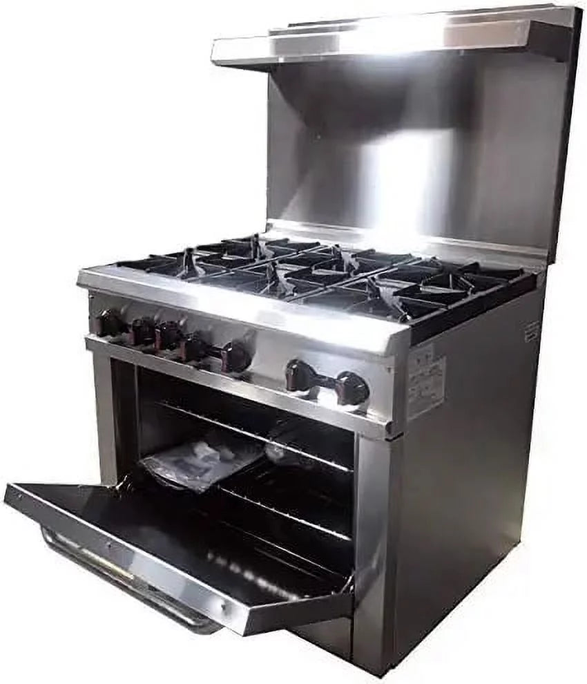 36" 6 Burners Commercial Range & Oven Stainless Steel 211000 BTU A99809