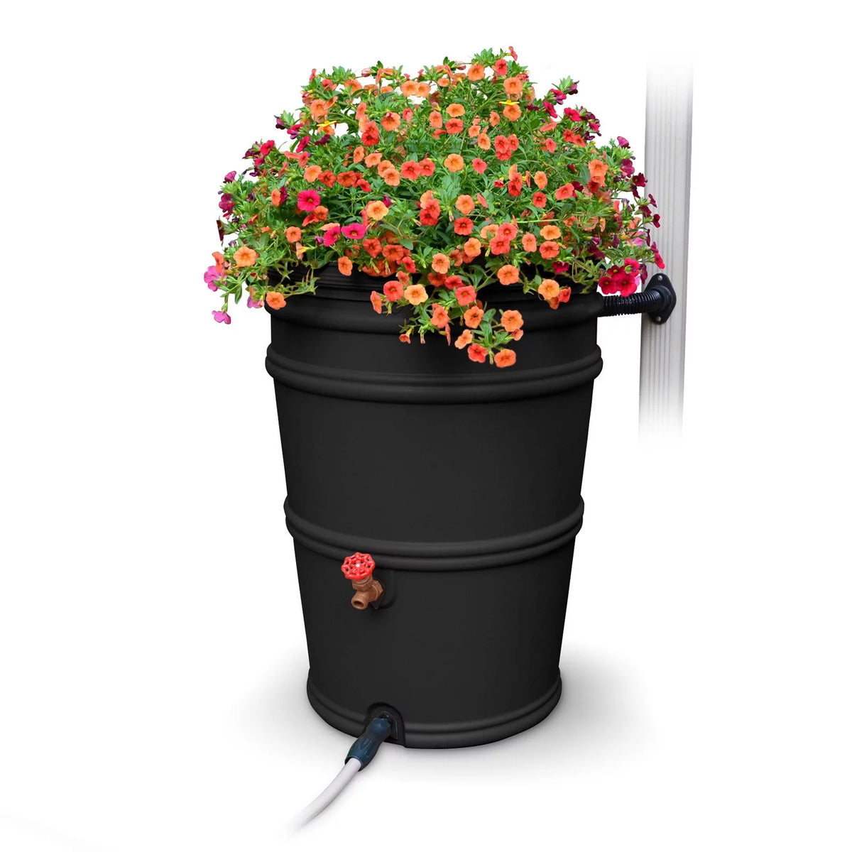 45 gal. Recycled Black Rain Barrel with Diverter System T581093