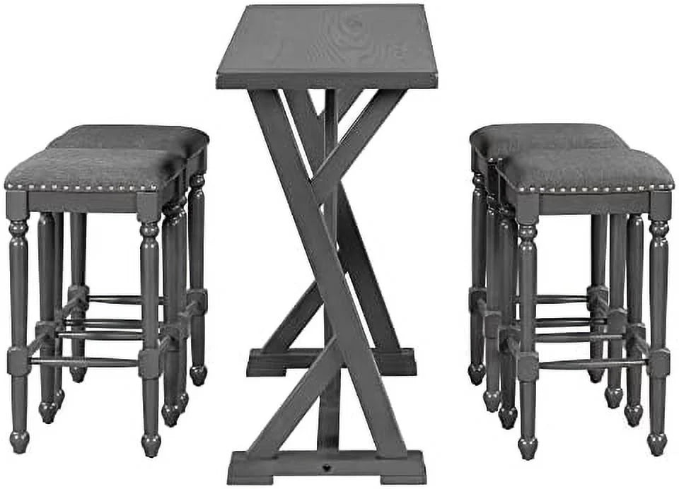 5-Piece Wood Console Table Set with 4 Stools L779
