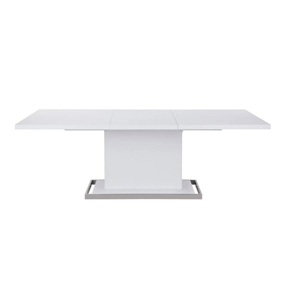 White Extendable Steel and Wood Dining Table E866245