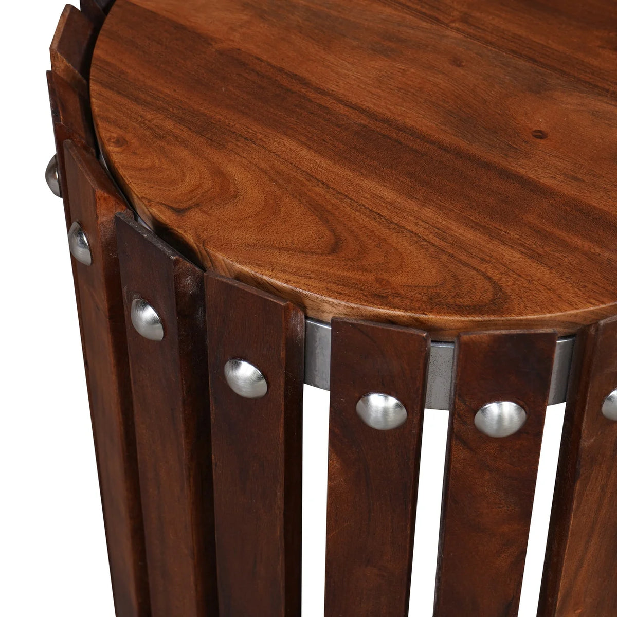15 Inch Round Acacia Wood Side End Table U824955