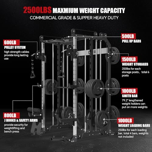 Power Cage with Barbell, LAT-Pull Down & Cable Crossover System B725049