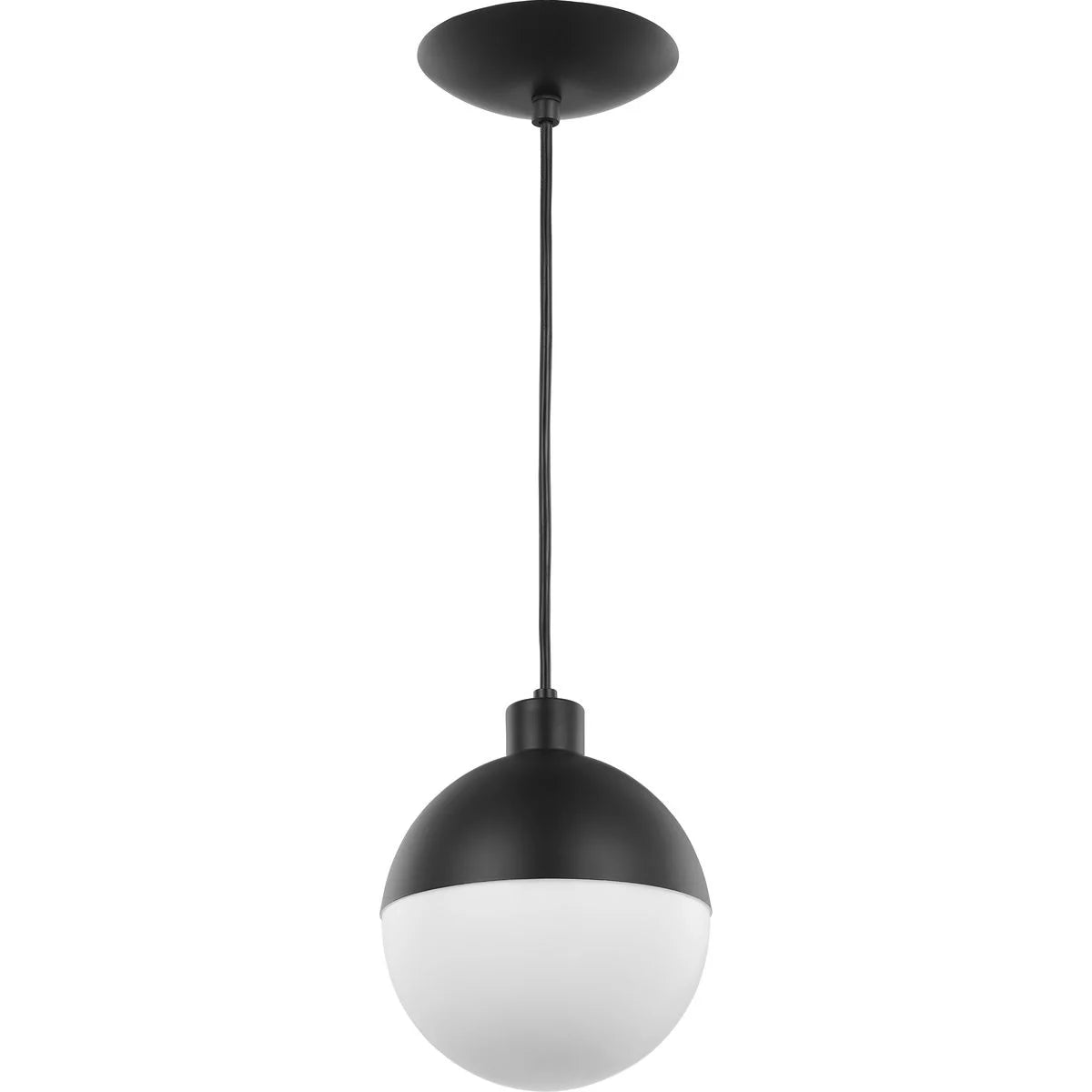 One-Light Matte Black Opal Glass Pendant Light Y9821