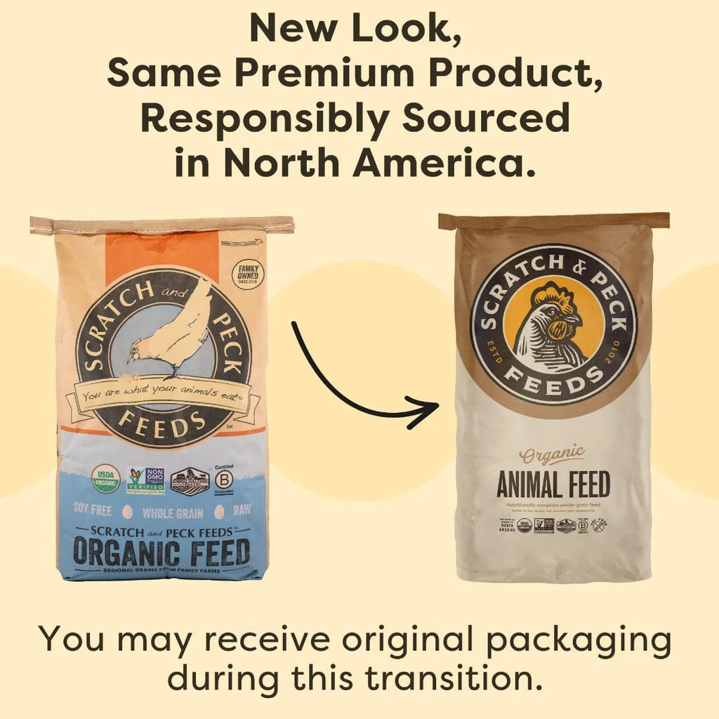 Organic Whole Grain Layer Feed + Corn 18% Protein Chicken and Duck Feed 40lb V755