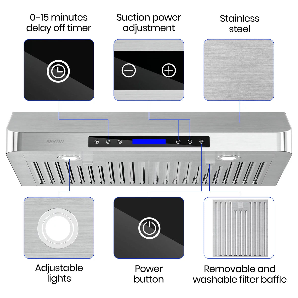 36 inch 900 CFM Under Cabinet Range Hoods with Stainless Steel Filters A271038