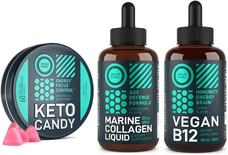 Keto Gummies, Marine Collagen and Vegan B12 Wellness Bundle E787