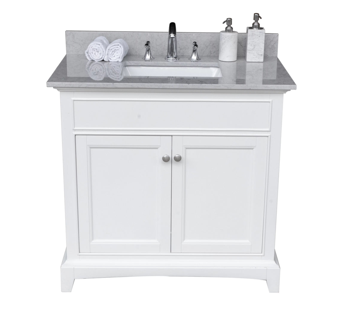 37in Grey Engineered Stone Vanity Top with Ceramic Sink V95249