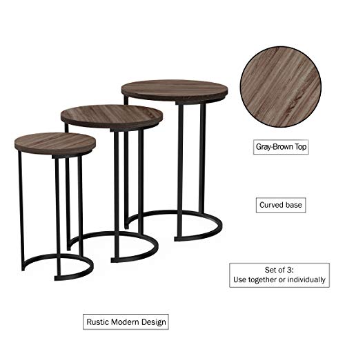Set of 3 Round Faux Marble Nesting Tables S7446