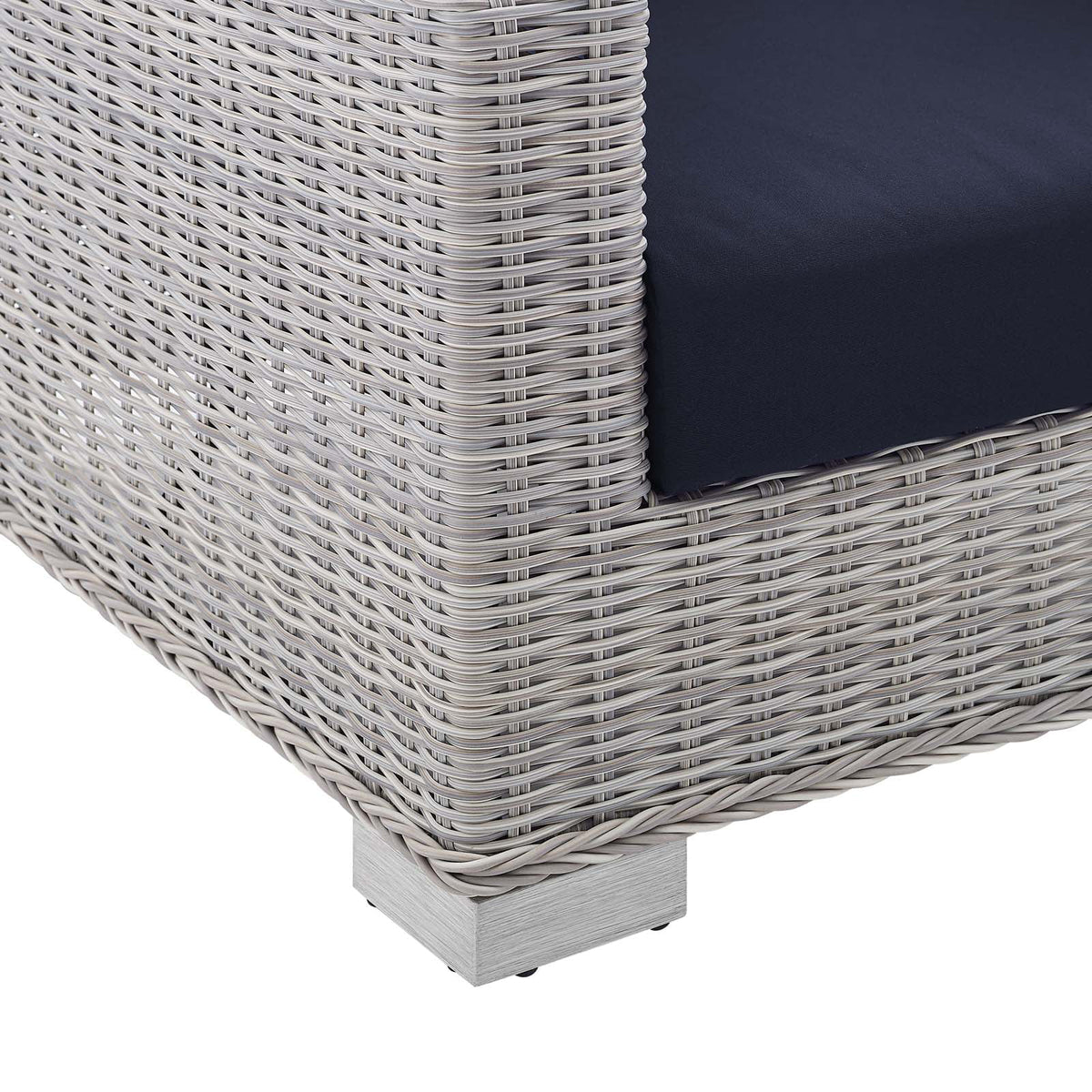 Light Gray Navy Wicker Rattan Outdoor Patio Armchair I897767