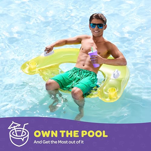 Inflatable Pool Float Chair with Cup Holders & Handles N40782