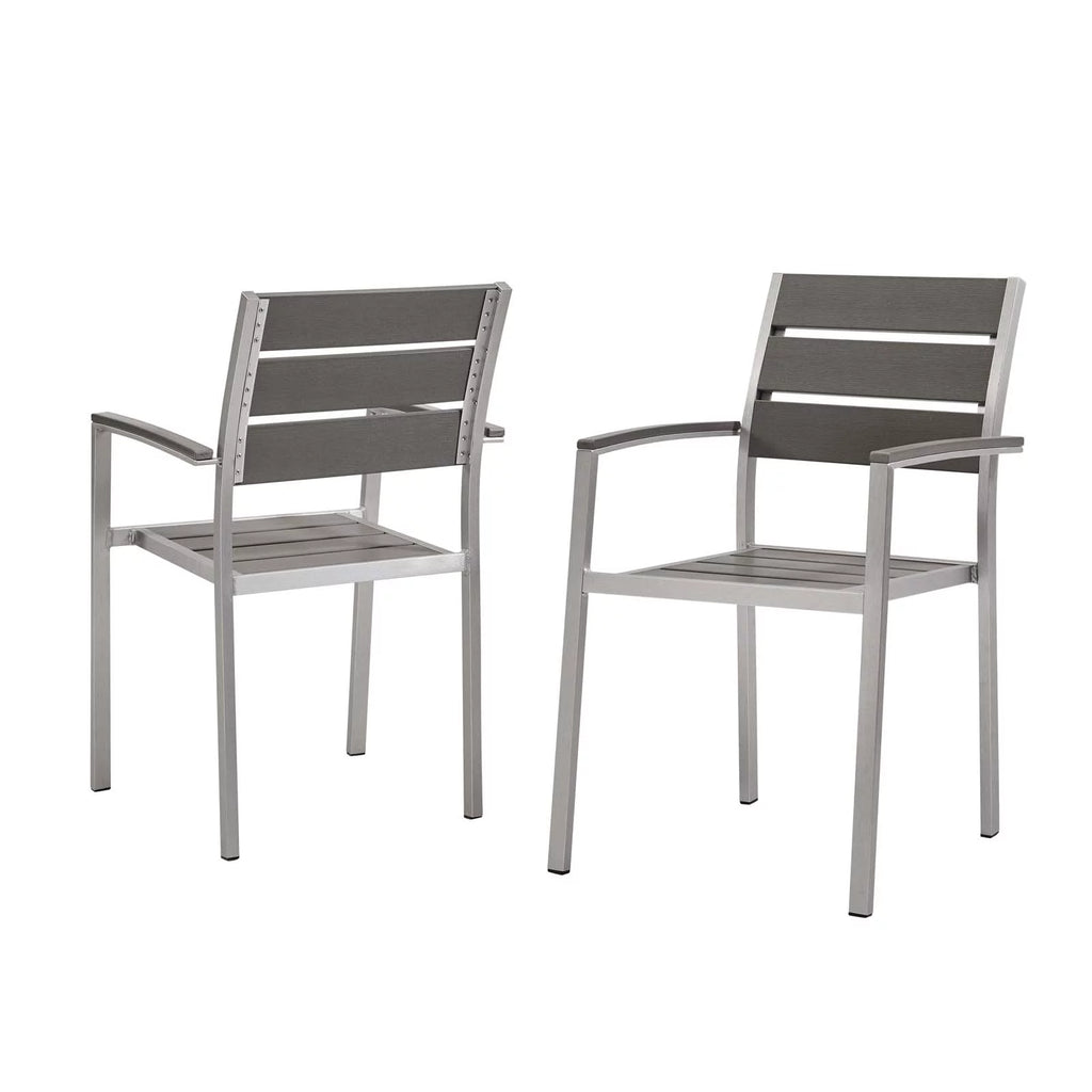 Silver Grey Aluminum Dining Chair Set of 2 I739