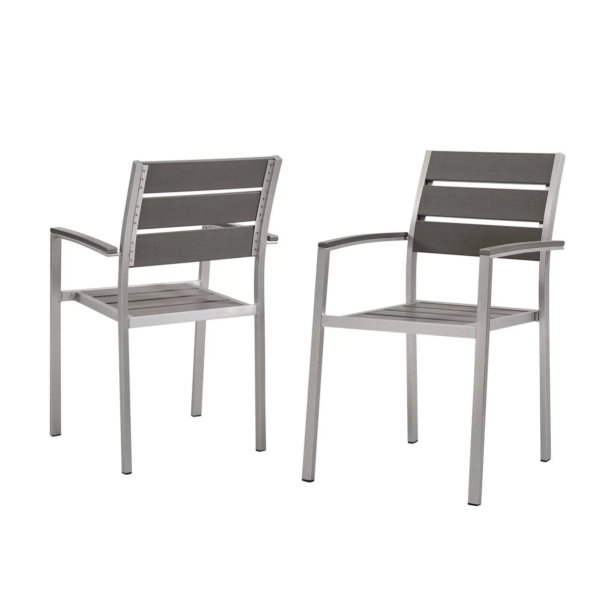 Silver Grey Aluminum Dining Chair Set of 2 I739