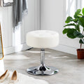 White Faux Leather Adjustable Height Swivel Ottoman Stool M391249