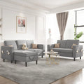 Light Gray Convertible Sectional Sofa with Storage Ottoman D163