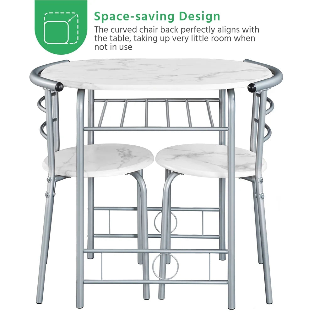 3 Piece Round Dining Table Set with Steel Legs M19220
