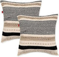 Handmade Boho Throw Pillow Covers Set Of 2 18"X18" Black C98720