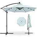 10ft Solar LED Offset Hanging Patio Umbrella with Easy Tilt Adjustment, Polyester Shade, 8 Ribs - Black T99472
