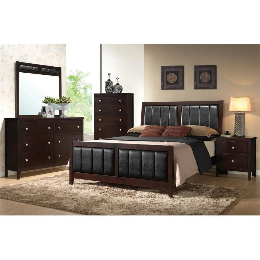 Cappuccino Bedroom Set with Upholstered Headboard H139