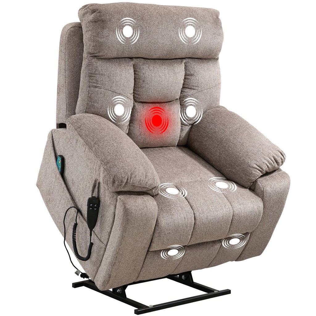 Oversized Dual Motor Power Lift Recliner Chair with Massage and Heat F178289