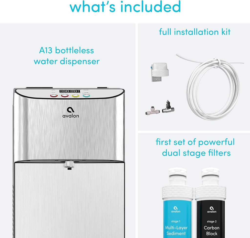 Electric Bottleless Water Cooler Dispenser with 3 Temperatures, Self Cleaning, Stainless Steel Z9187