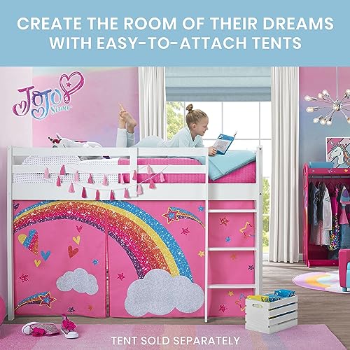 White Twin Loft Bed with Guardrail and Ladder E5493