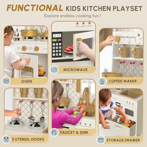 Wooden Play Kitchen with Lights & Sounds A10315