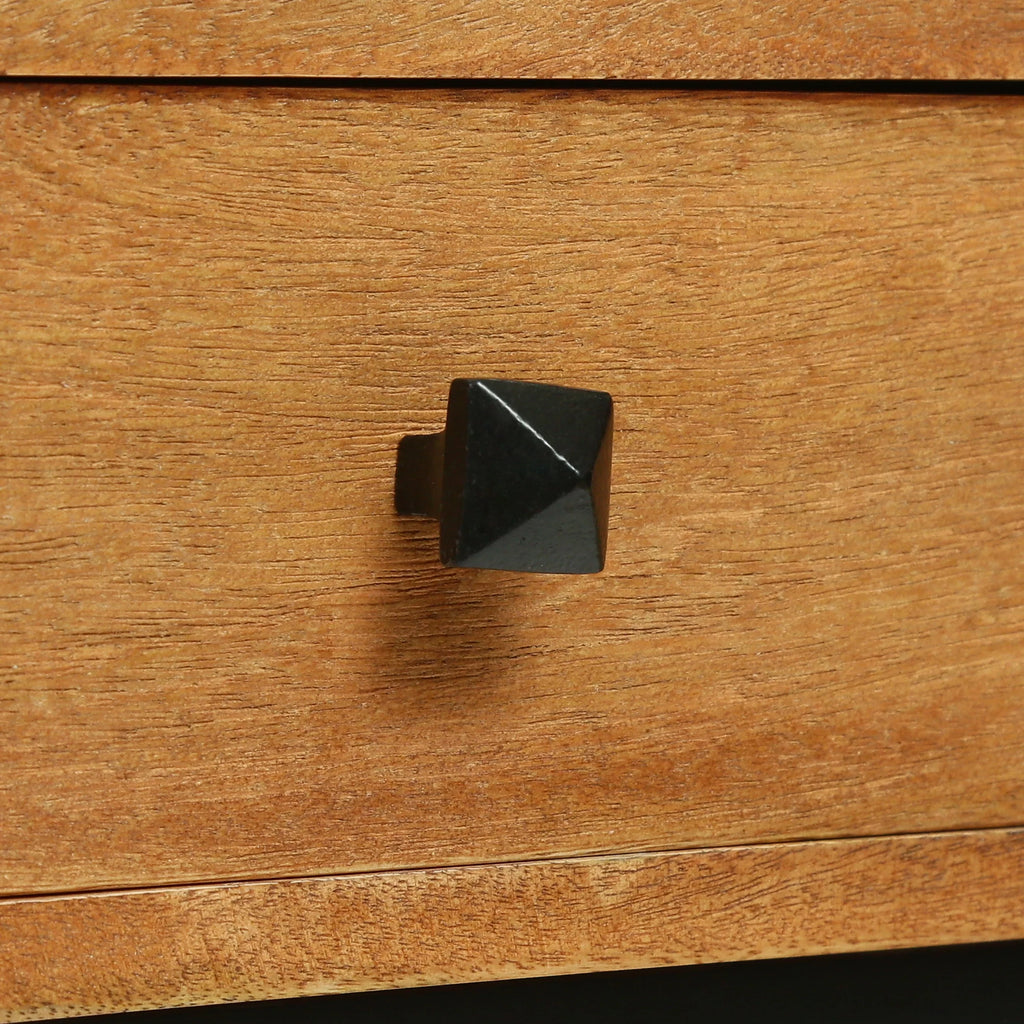 Mango Wood C-Shaped Side Table with Drawer W302160