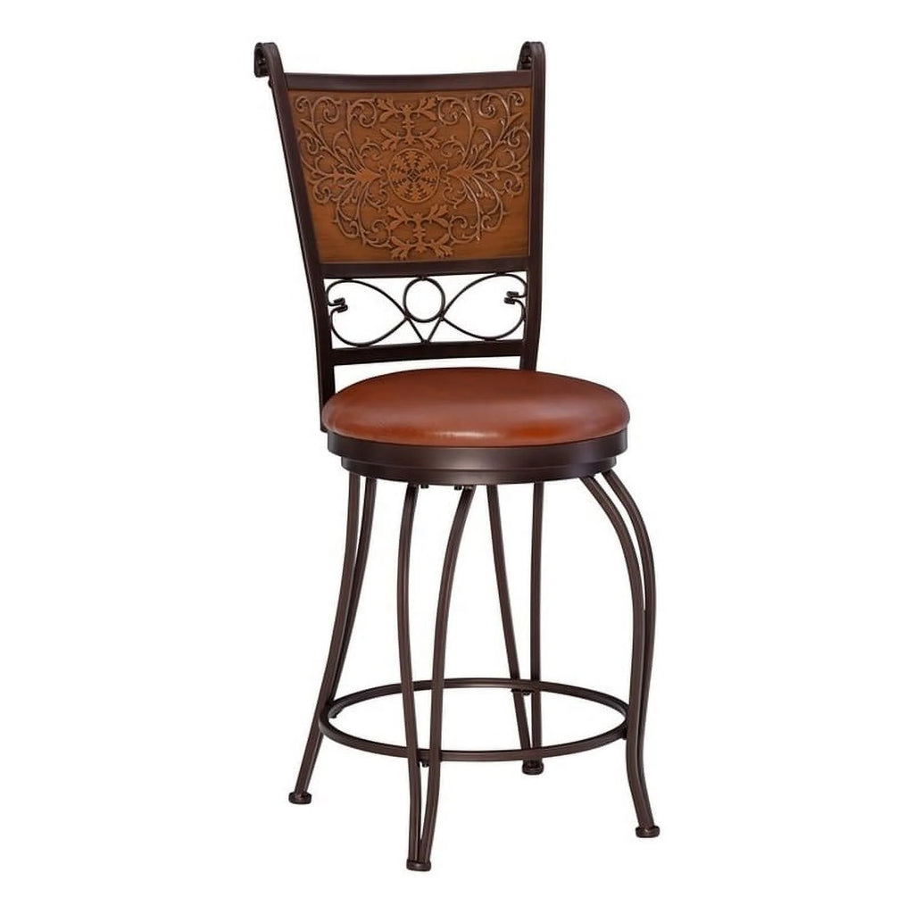 24" Metal Stamped Back Swivel Counter Stool Q26499
