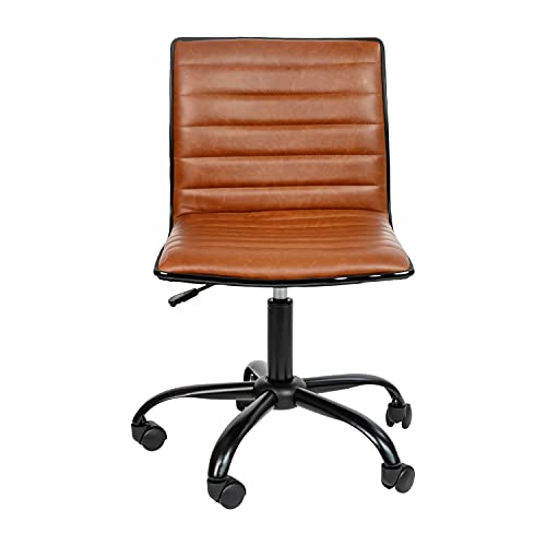 White Ribbed Upholstered Vinyl Swivel Desk Chair U678