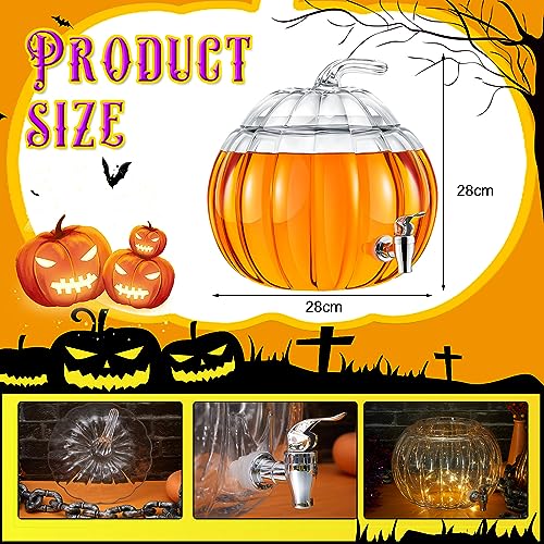2 Pack 2 Gallon Glass Pumpkin Drink Dispenser with Spigot G69806