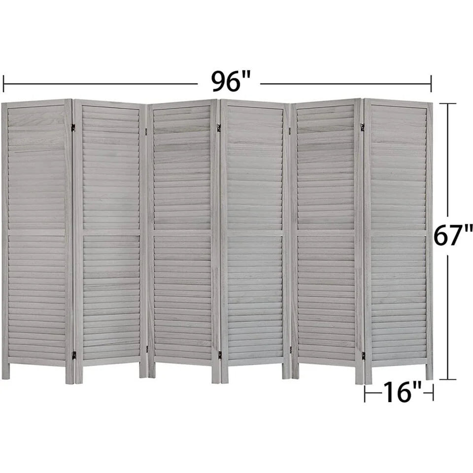 6 Panel Gray Wood Room Divider W272