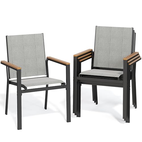 Set of 6 Stackable All-Weather Patio Dining Chairs F1367