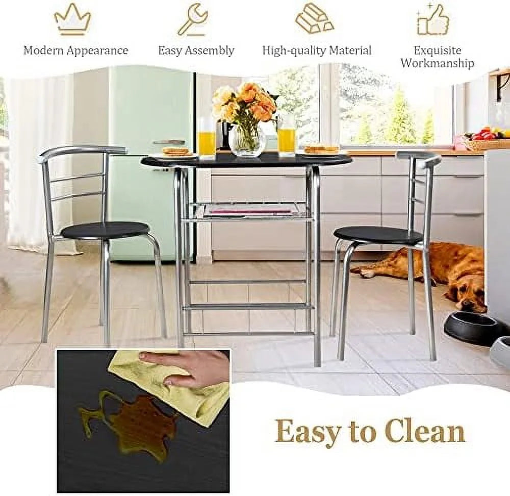 3 Piece Round Dining Table Set with 2 Stools R33897