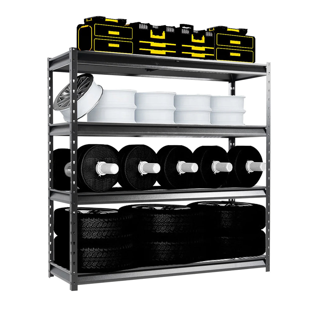 4-Tier Black Metal Heavy Duty Adjustable Shelving Unit C37633