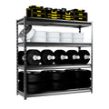 4-Tier Black Metal Heavy Duty Adjustable Shelving Unit C37633