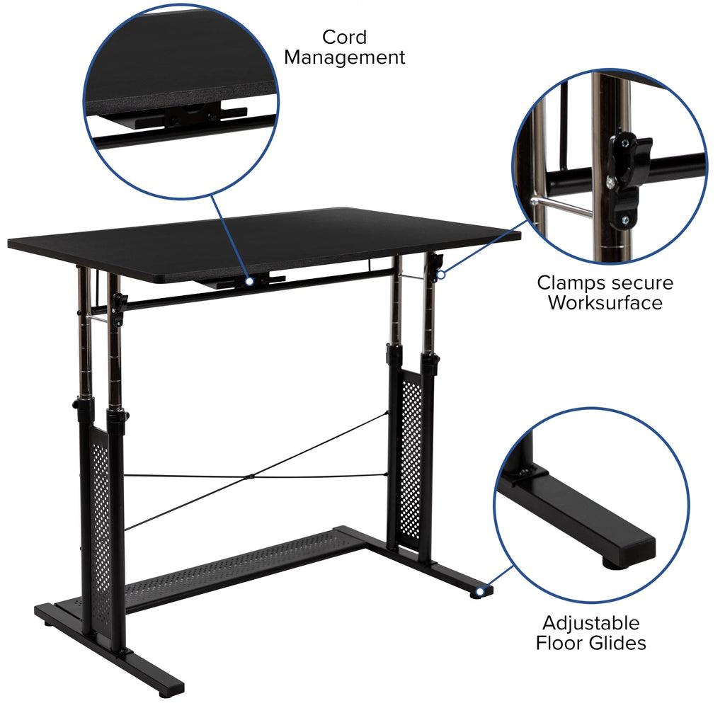 Adjustable Computer Desk, Ergonomic Mesh Office Chair and Mobile Filing Cabinet W943