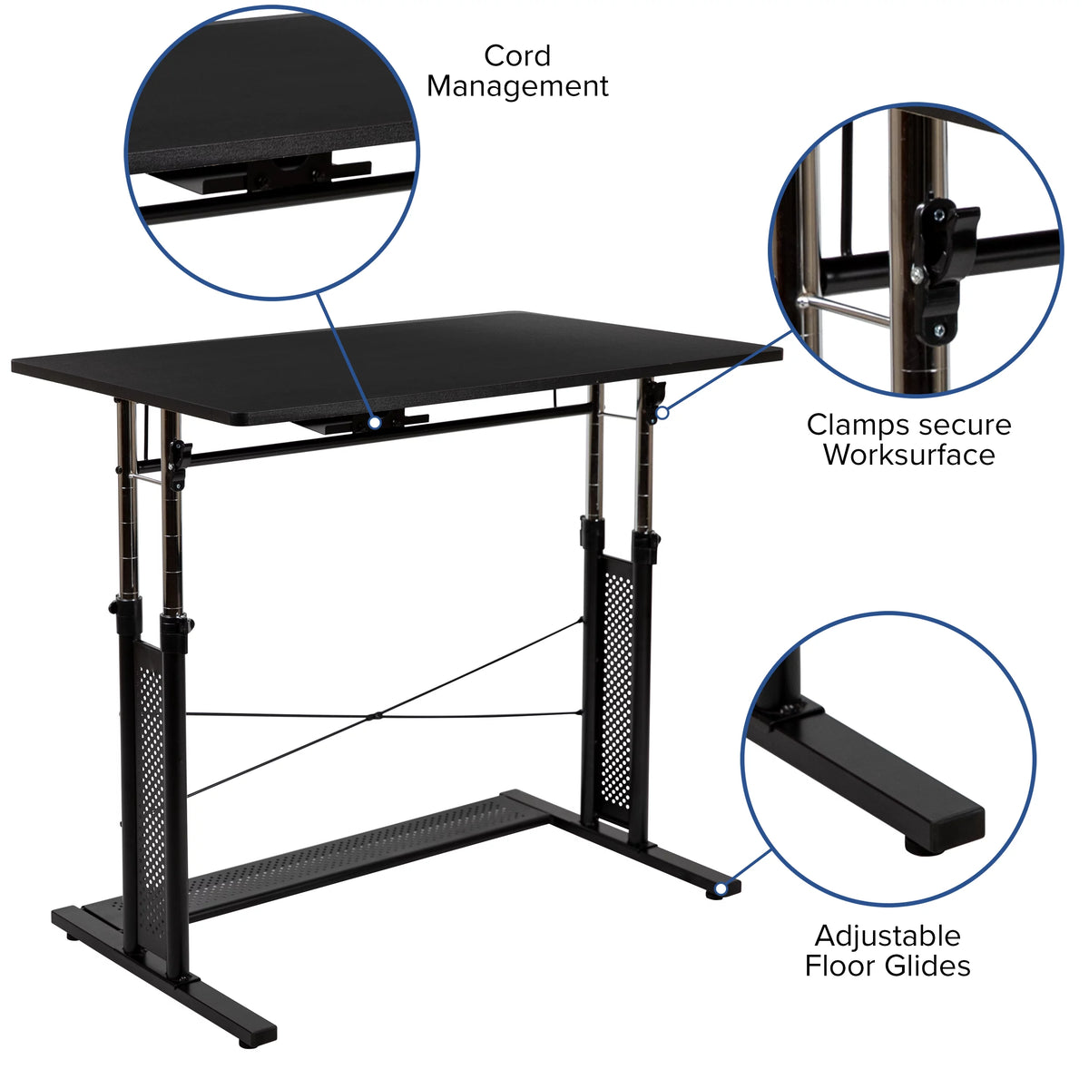 Adjustable Computer Desk, Ergonomic Mesh Office Chair and Mobile Filing Cabinet W943