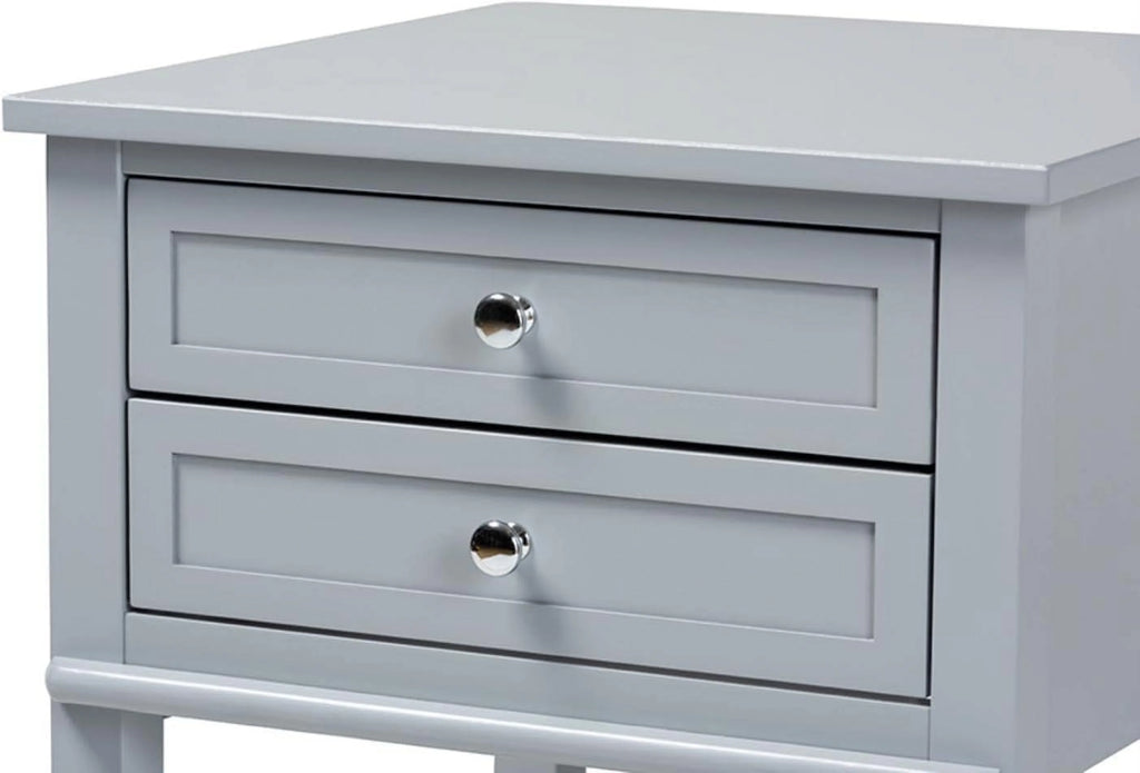 Light Grey 2-Drawer Wood End Table P4276