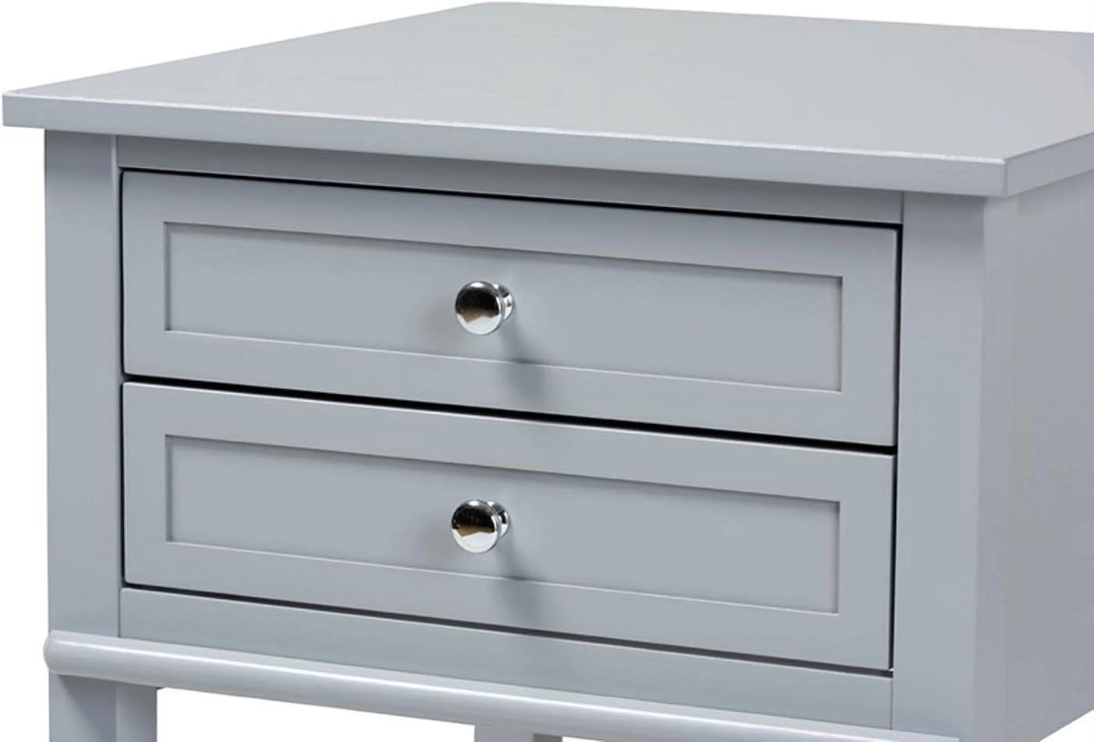 Light Grey 2-Drawer Wood End Table P4276