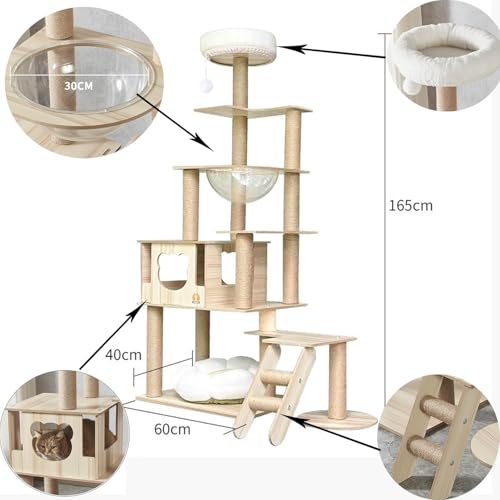 65-Inch Wood Cat Tree Tower with Condo C2469