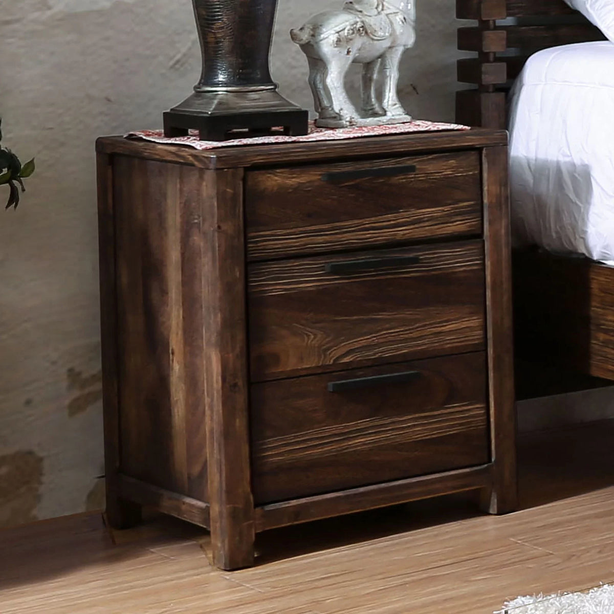 1pc Solid Wood Nightstand with Felt Lined Drawers U481